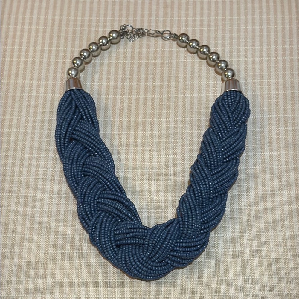 Elegant Blue Braided Necklace